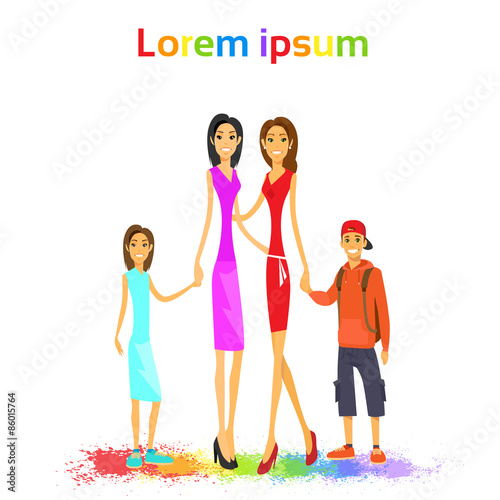 Same Couple Lesbian Woman Family with Kids