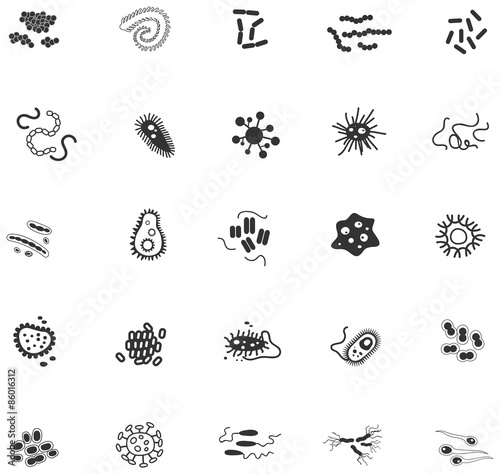 Silhouette germ such as virus, bacteria, fungus, amoeba, protozoa vector icon