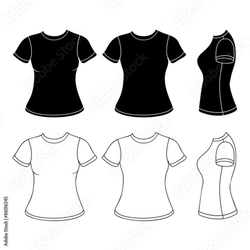 Women T-Shirt Black White