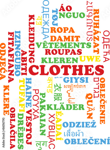 Clothes multilanguage wordcloud background concept