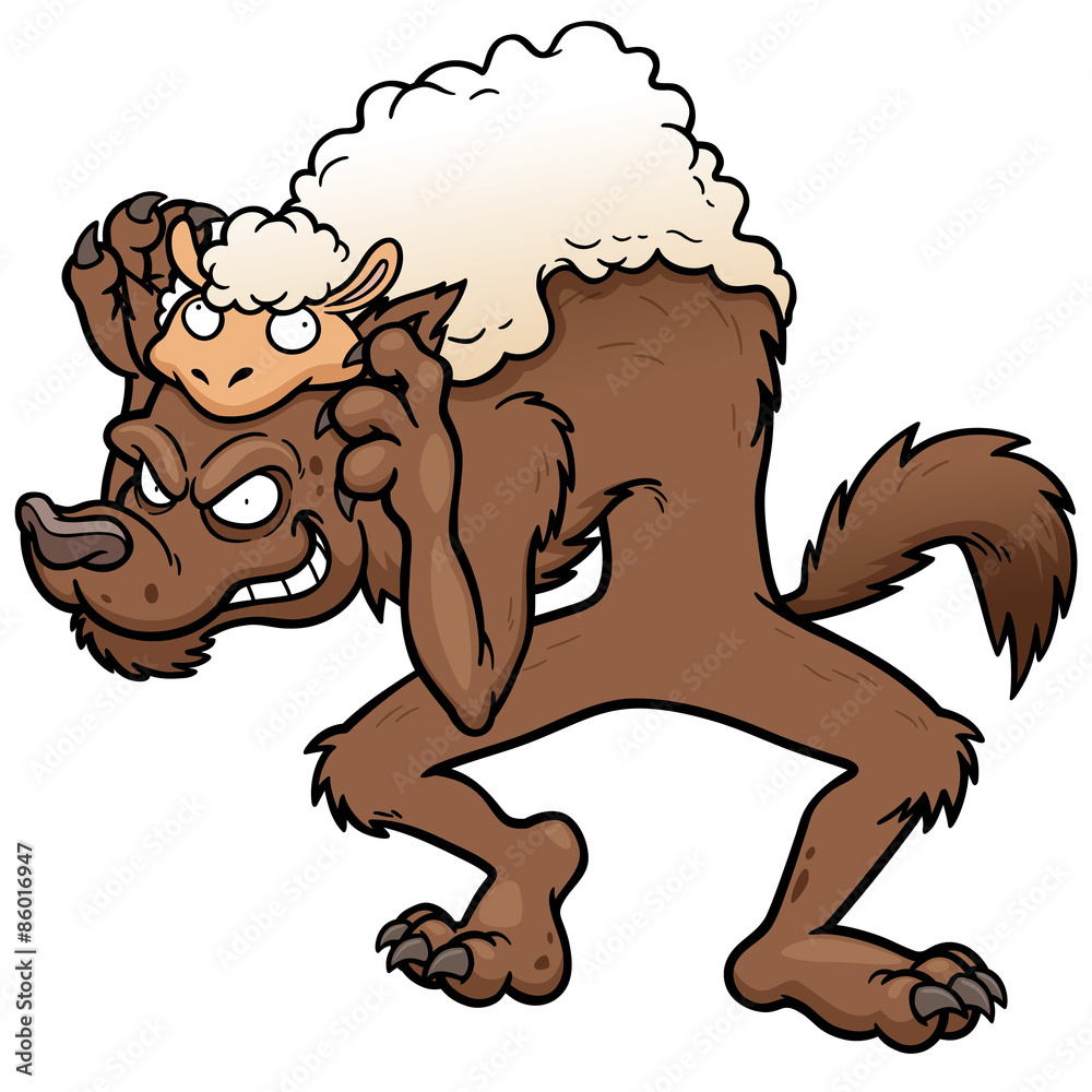 Obraz premium Vector illustration of Cartoon wolf