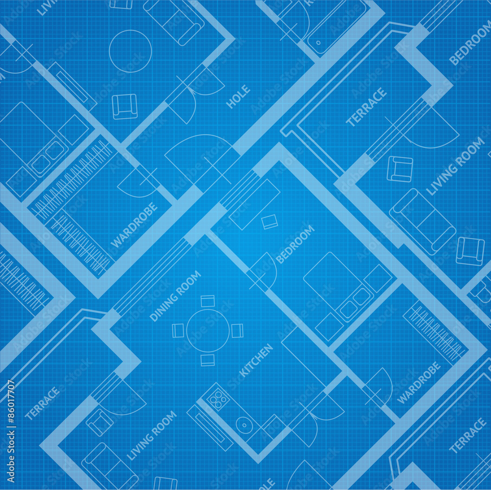 Vector plan blue print. Architectural background