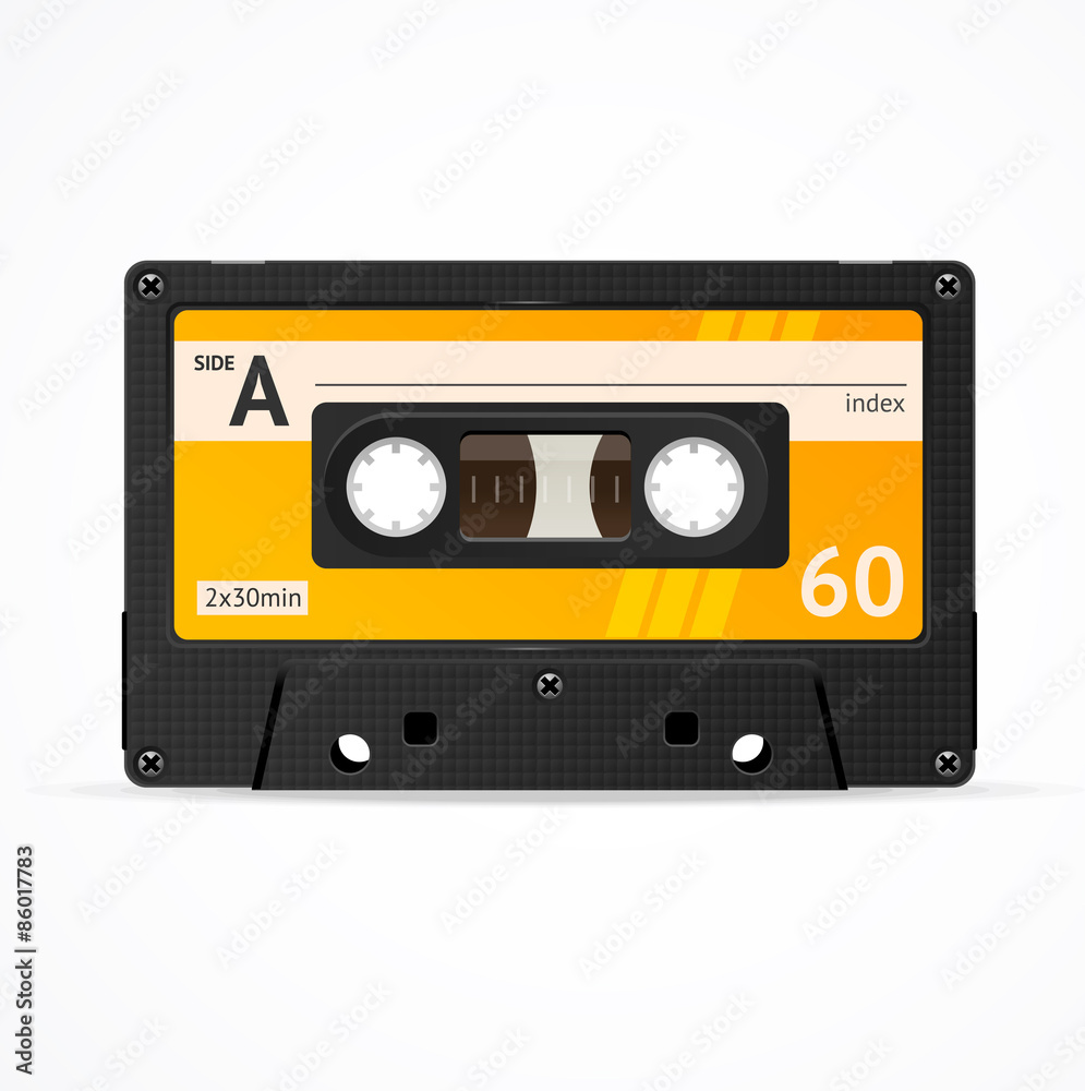 Vector Orange Cassette Tape isolated