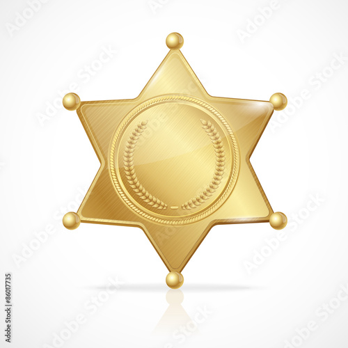 Vector golden sheriff badge star empty