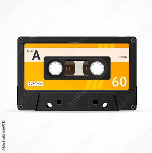 Vector Orange Cassette Tape isolated