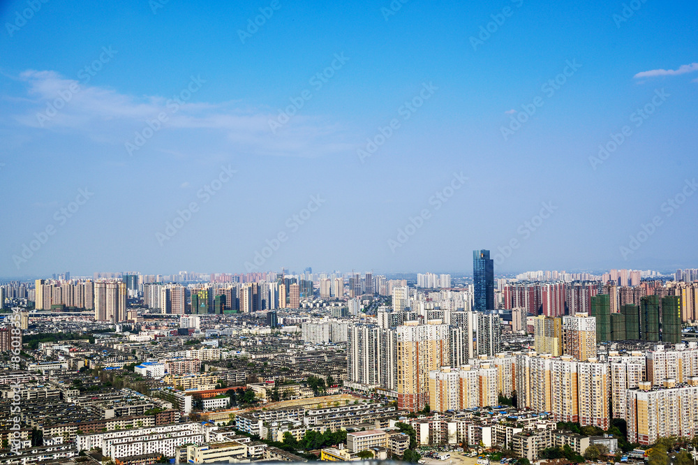 Obraz premium CHENGDU,CHINA - May 2,2015:city panorama of chengdu,china.One of