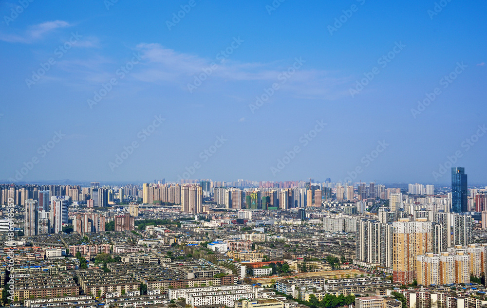 CHENGDU,CHINA - May 2,2015:city panorama of chengdu,china.One of