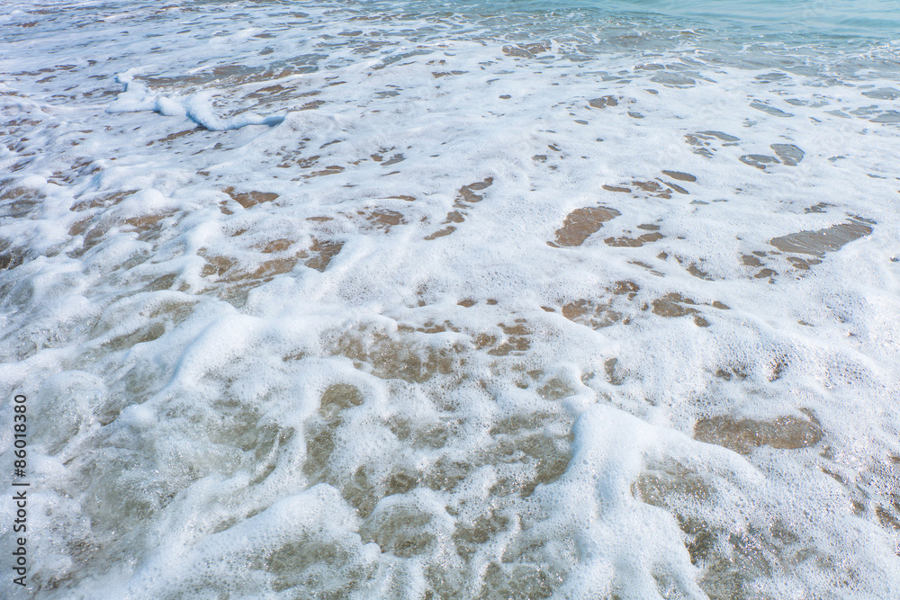 Soft Sea Ocean Waves Wash Over Sand
