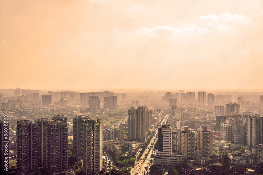 CHENGDU,CHINA - May 2,2015:city panorama of chengdu,china.One of