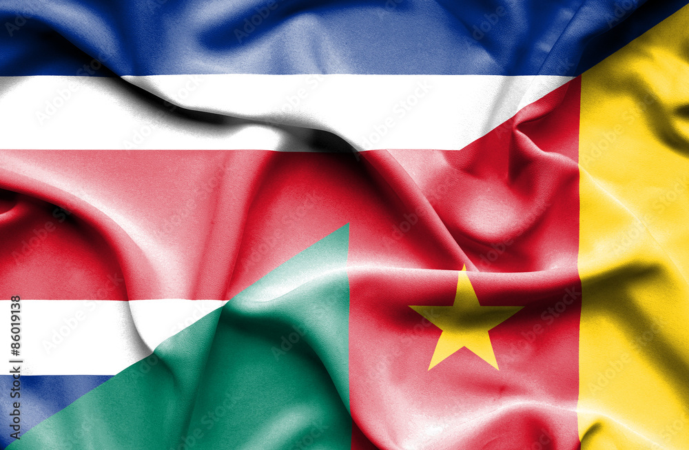 Waving flag of Cameroon and Costa Rica Waving flag of Cameroon and Costa Rica