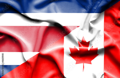 Waving flag of Canada and Costa Rica