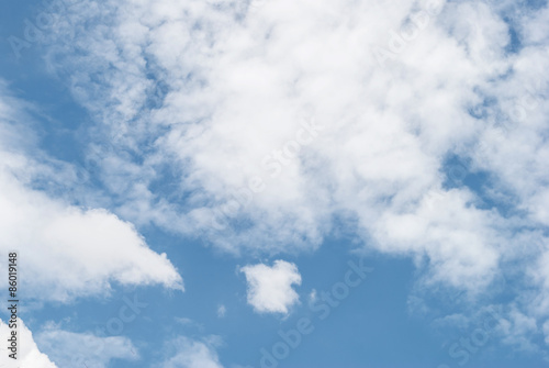 white fluffy clouds in the blue sky  for background
