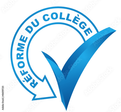 réforme du collège sur symbole validé bleu