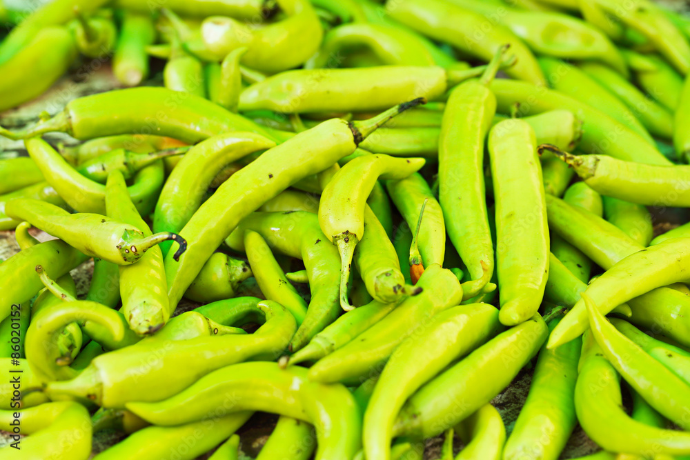 Fresh Green Hot Chillies in Marketplace for Background Uses. Fresh Green Hot Chillies in Marketplace for Background Uses.