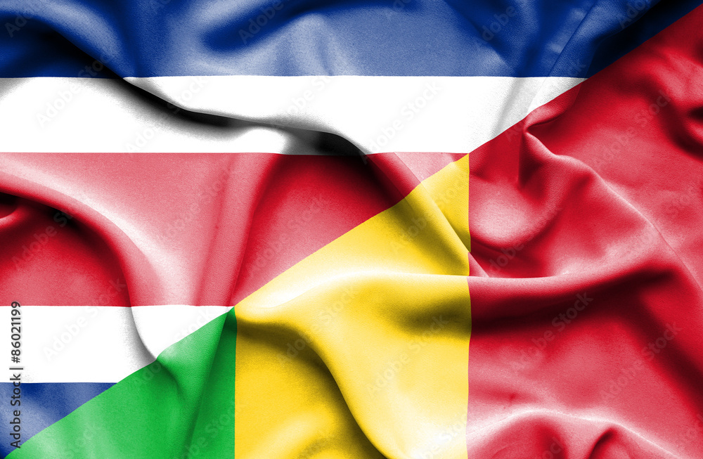 Obraz premium Waving flag of Mali and Costa Rica