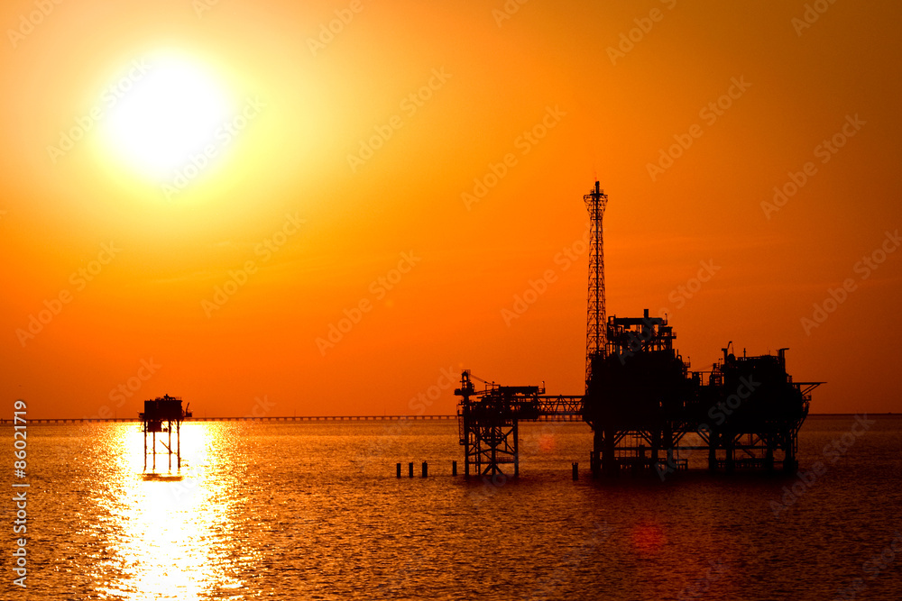 Oil rig in the sunset