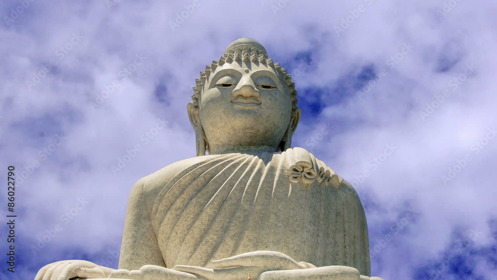 Buddha and timelapse sky with clouds Buddha and timelapse sky with clouds