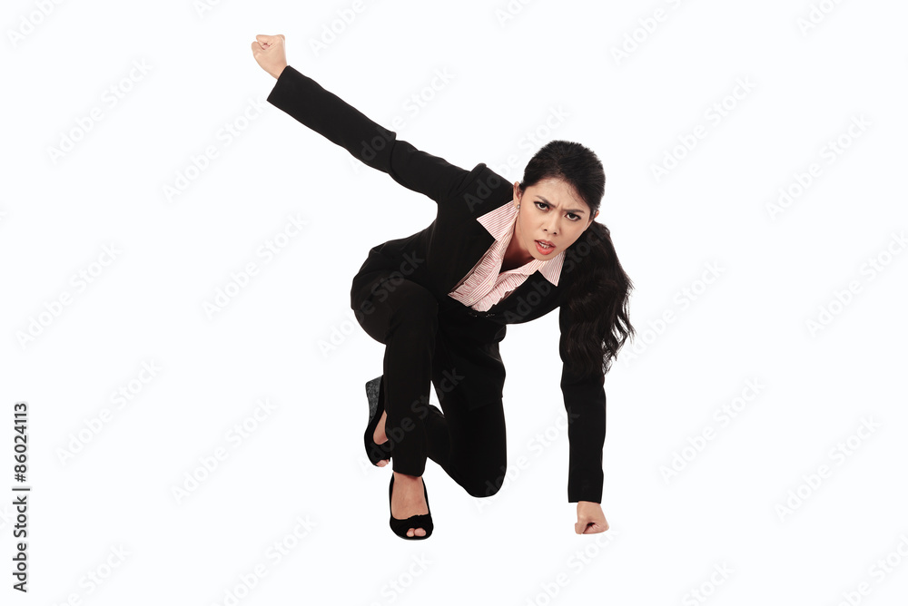 Asian Business Woman With Fighting Gesture Asian Business Woman With Fighting Gesture