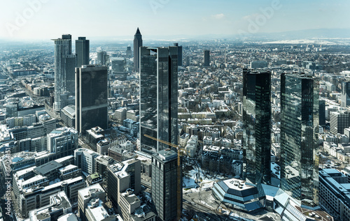 Frankfurt am Main Zentrum im Winter von oben