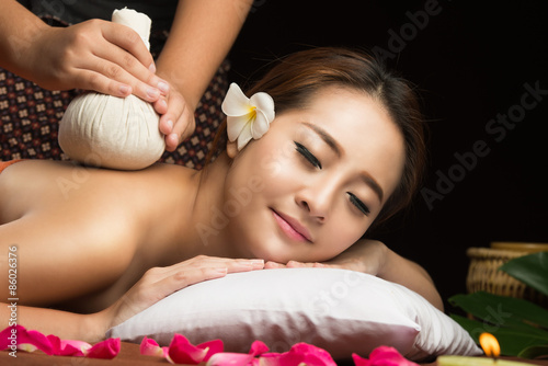 Asian woman having massage and spa salon Beauty treatment concept