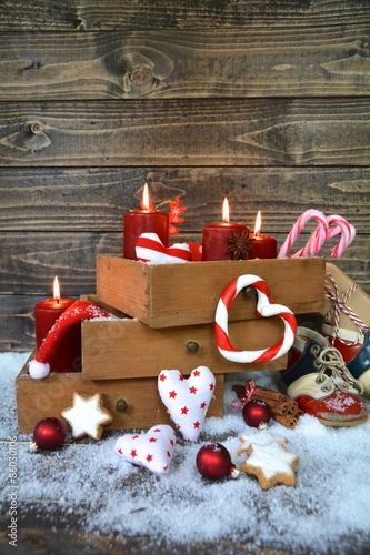 Weihnachtskarte - vier rote...