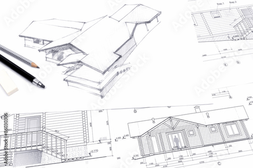 architect drawing a sketch with pencil