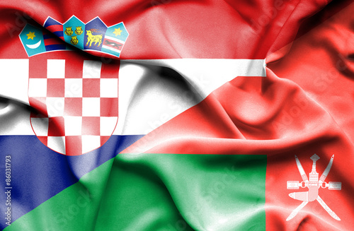 Fototapeta Naklejka Na Ścianę i Meble -  Waving flag of Oman and Croatia