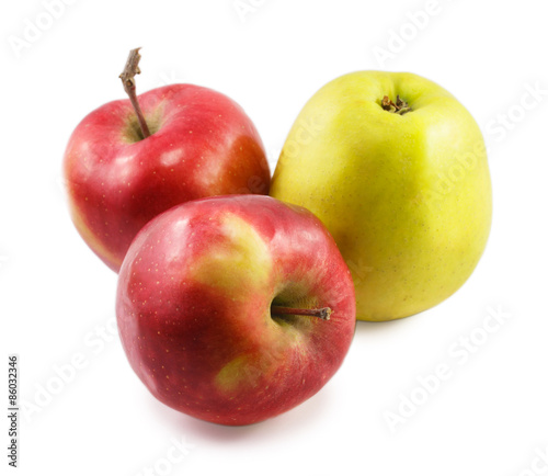 three apples isolated on white background