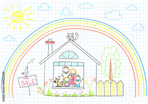 Happy family in new house
