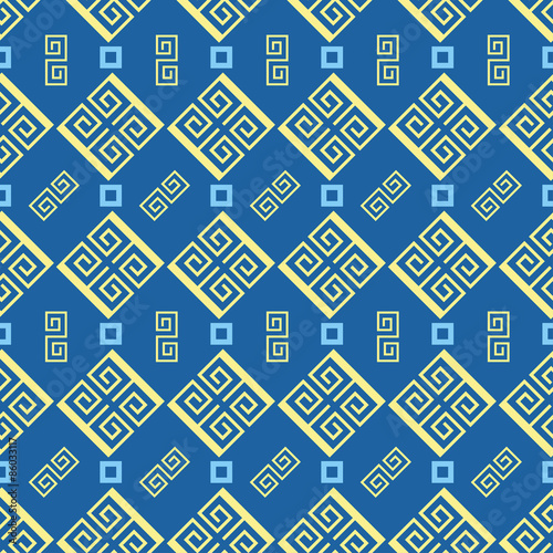 Graphical seamless pattern on blue background