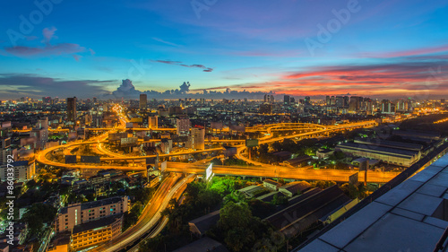 Panorama Bangkok Expressway and Highway top view  Thailand