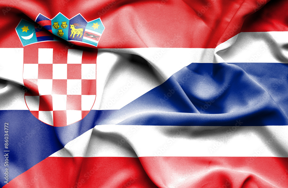 Waving flag of Thailand and Croatia Waving flag of Thailand and Croatia