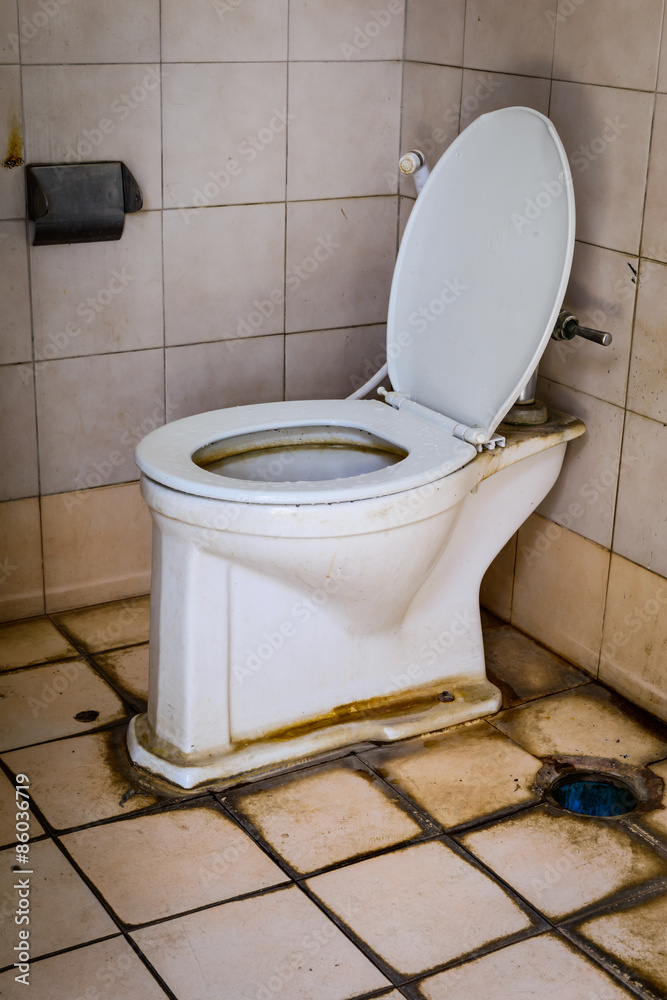 dirty old toilet bowl Stock Photo | Adobe Stock