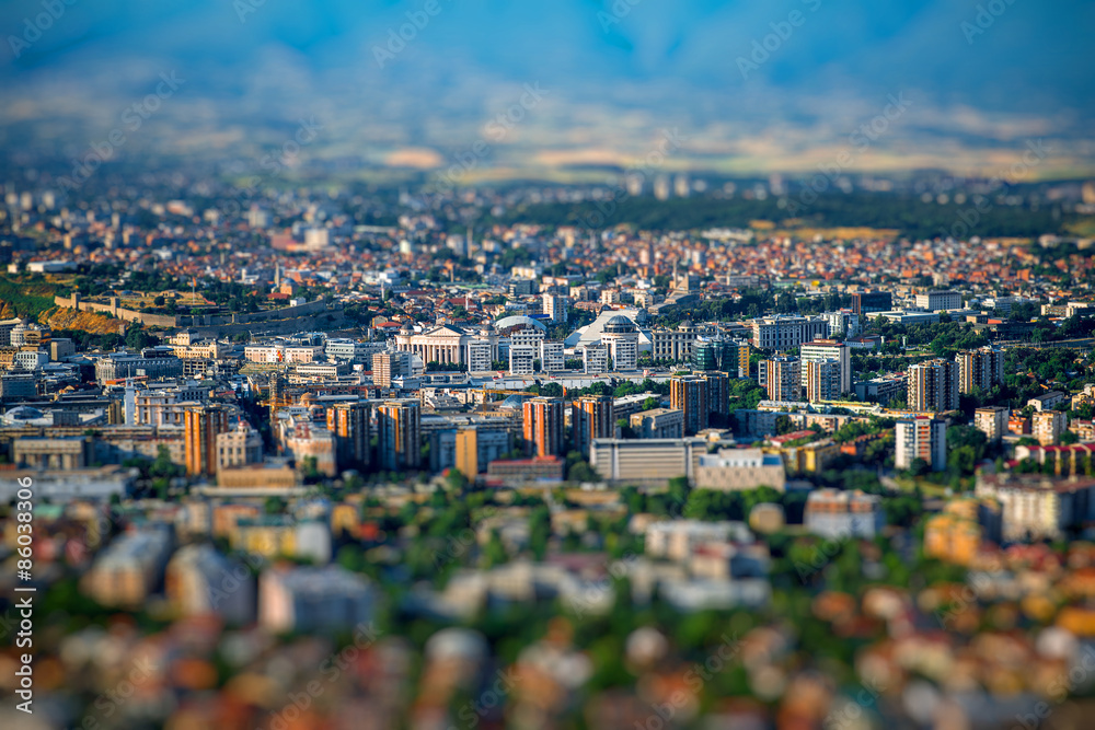 Obraz premium Top view on Skopje city in Macedonia
