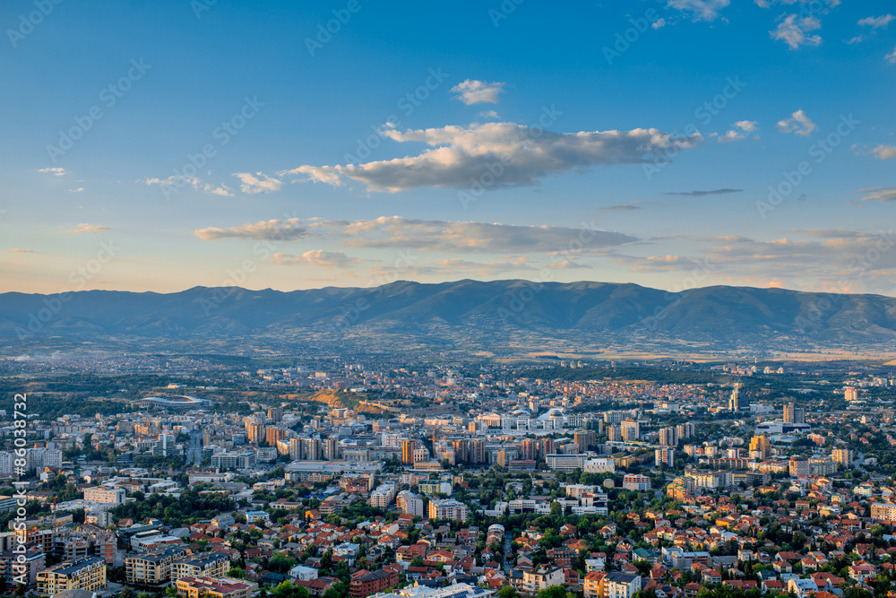 Top view on Skopje city in Macedonia