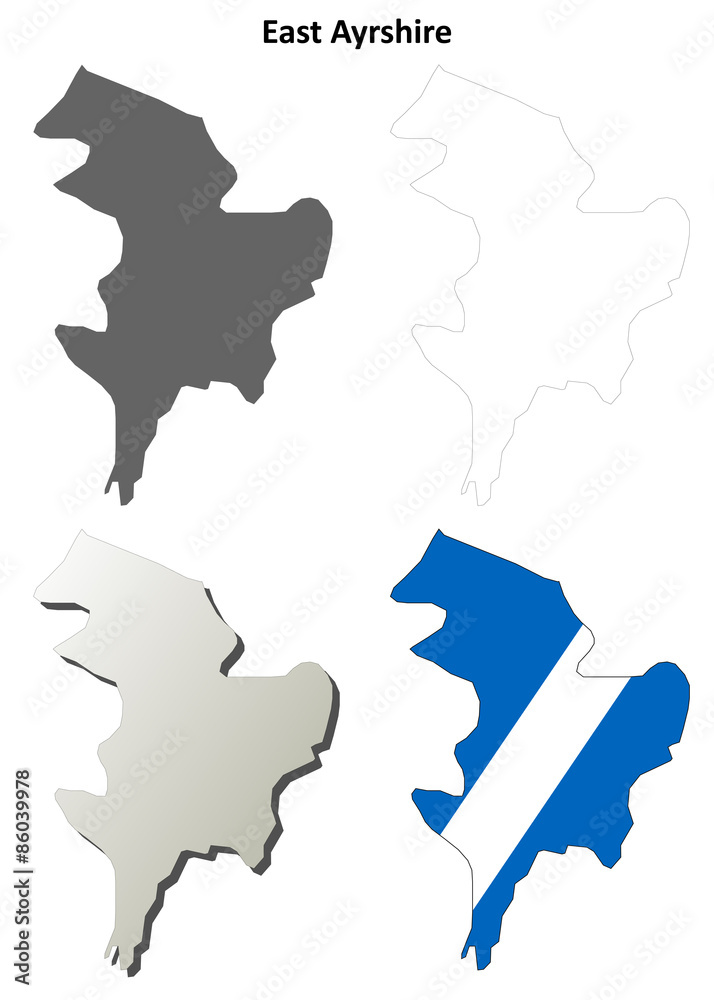 Fototapeta premium East Ayrshire blank outline map set
