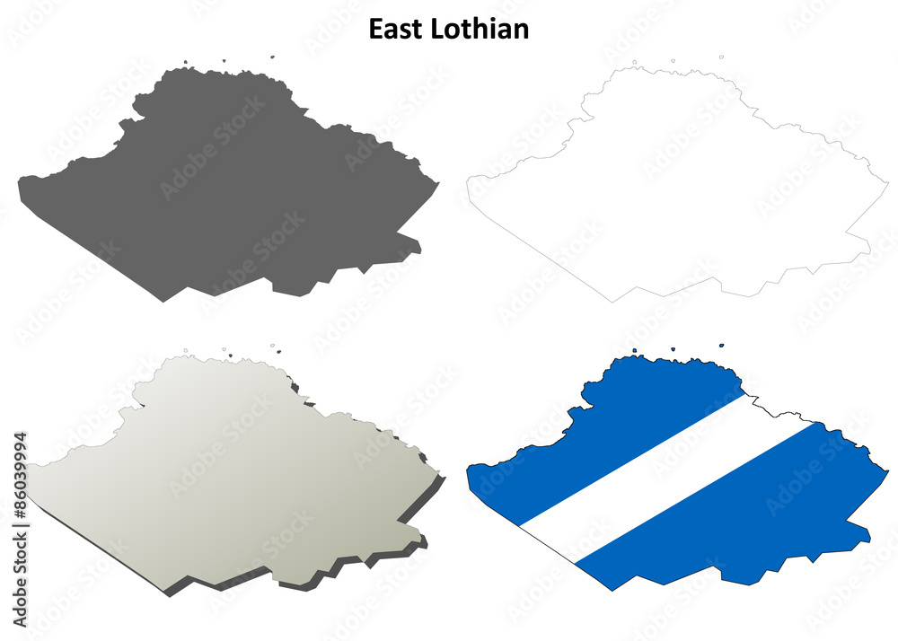 East Lothian blank outline map set