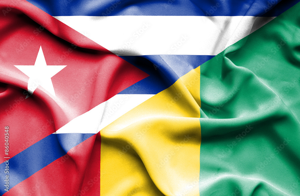 Waving flag of Guinea and Cuba Waving flag of Guinea and Cuba