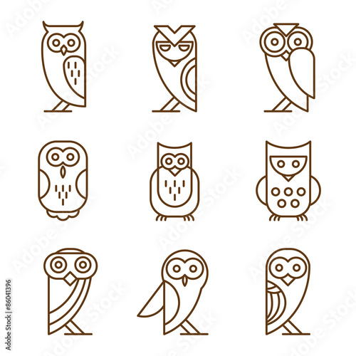 Set of Owl Logos and Emblems