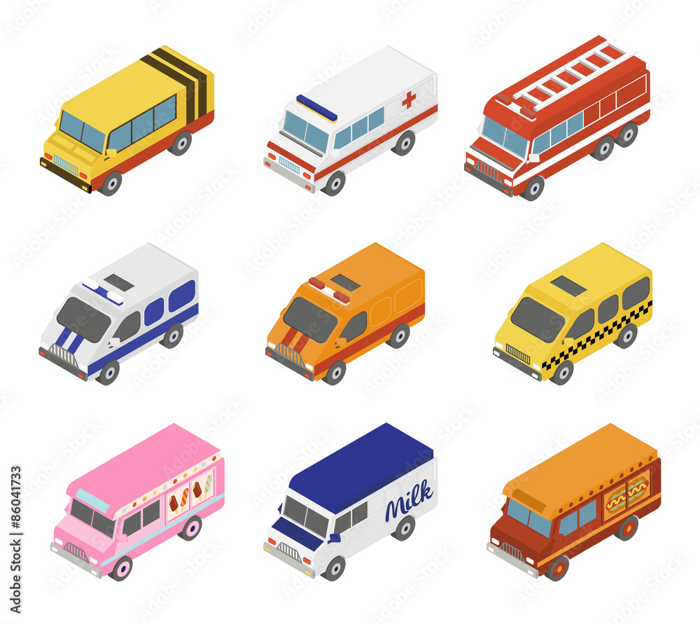 Isometric Public City Transport Isometric Public City Transport