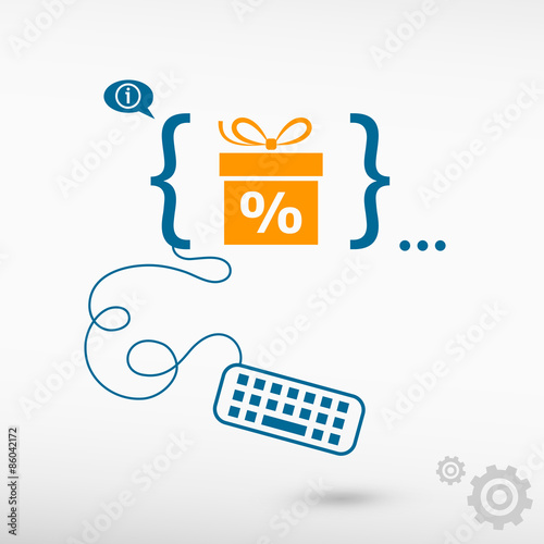 Gift discount box and flat design elements