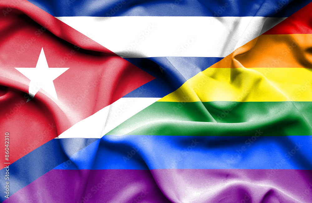 Waving flag of LGBT and Cuba Waving flag of LGBT and Cuba