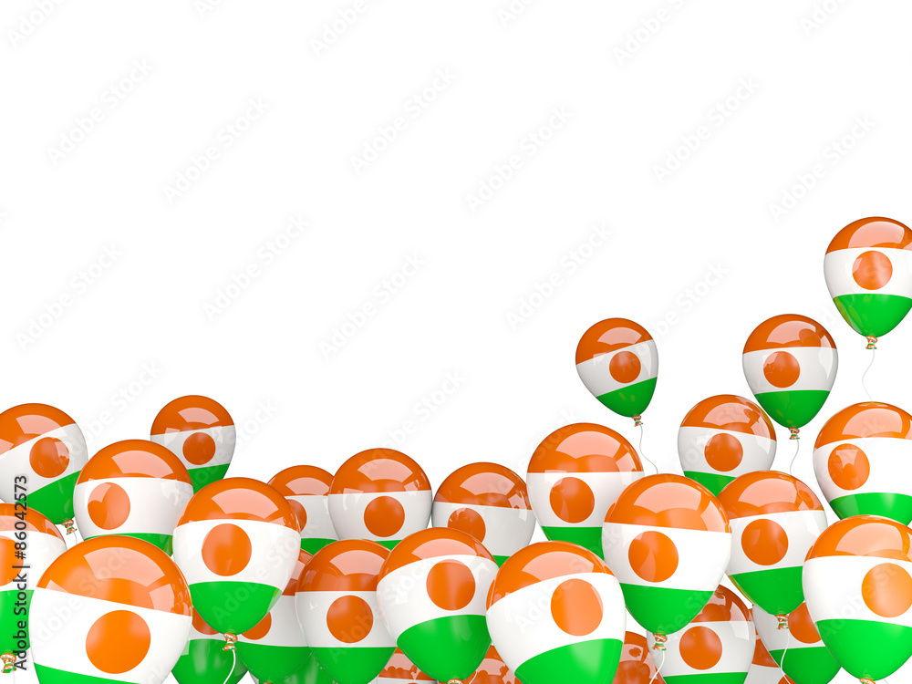 Flying balloons with flag of niger