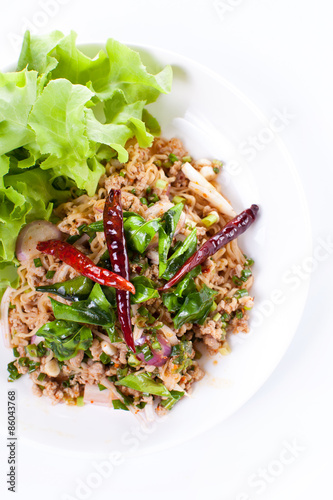 Thai spicy minced pork salad, thai food