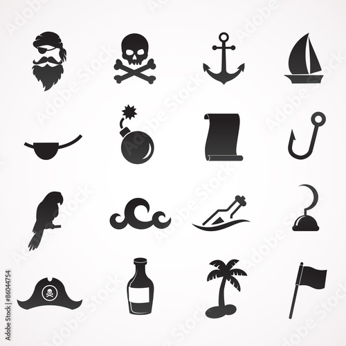 Pirate icon set. Vector art.