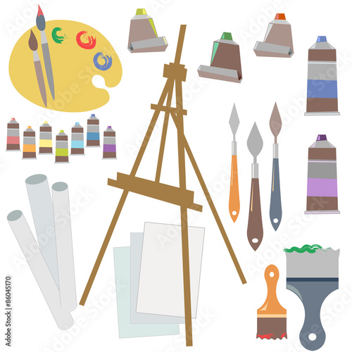 Paintings, art instruments for painting, drawing
