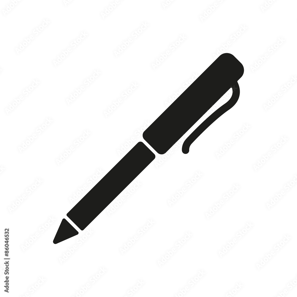 The pen and ballpoint icon. Writing symbol. Flat The pen and ballpoint icon. Writing symbol. Flat