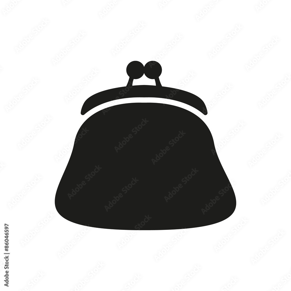 Obraz premium The purse icon. Wallet, pouch and money symbol. Flat