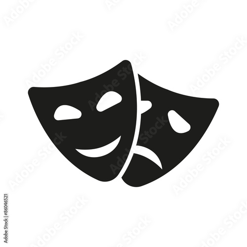 The theater and  mask icon. Drama, comedy, tragedy symbol. Flat