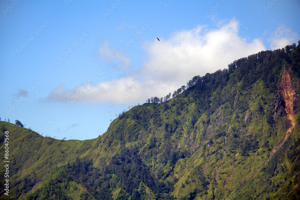  Batur volcano in the sunshine day 